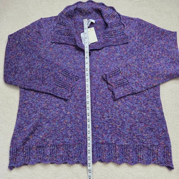 NWT CJ Banks 2X Cardigan Sweater Button Scalloped Long Sleeve Collar Purple - Picture 13 of 16